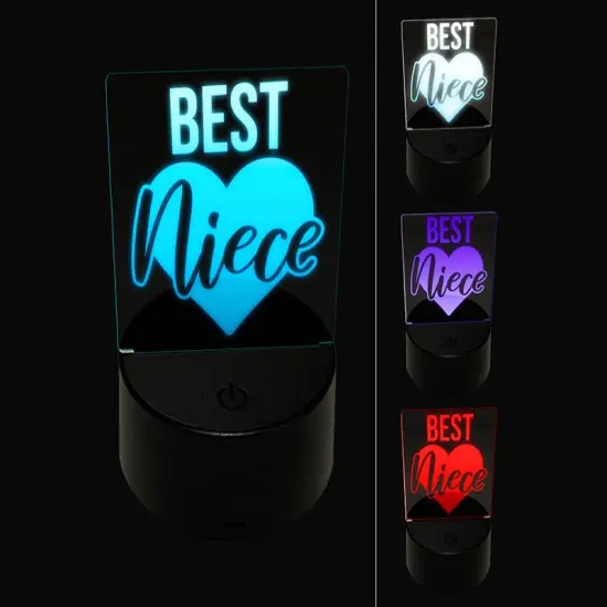 Best Niece in Heart 3D Illusion LED Night Light Sign Nightstand Desk Lamp {1}