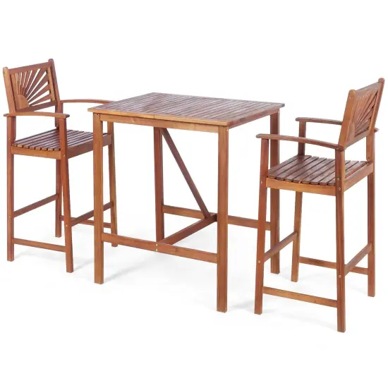3 Pieces Patio Bar Set with 2 Bar Stools and 1 Bar Table {3}