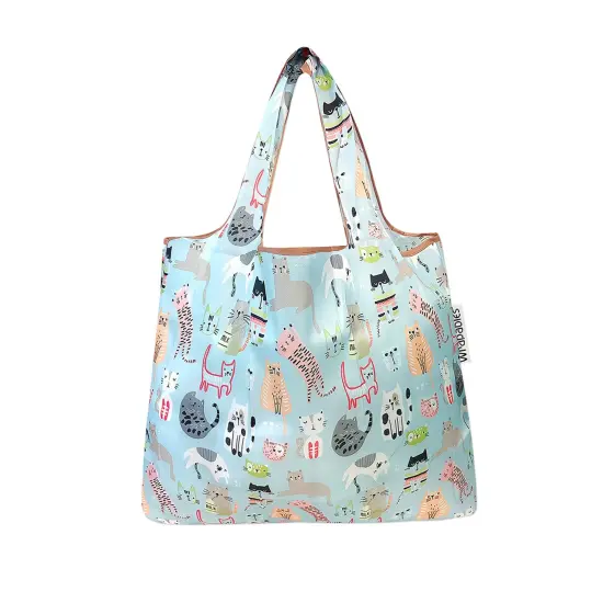Wrapables Small Foldable Tote Nylon Reusable Grocery Bags Cool Cats {2}