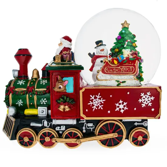 Santa Train Express Delivering Tree Musical Water Globe {4}