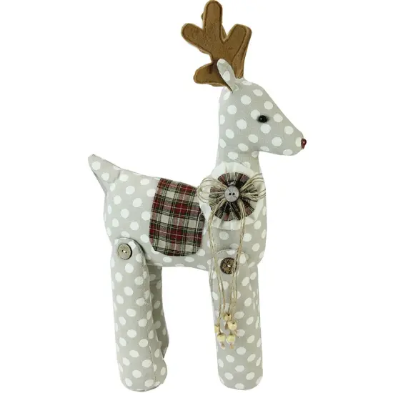 Northlight Polka Dot and Plaid Reindeer Christmas Figurine - 20" White {3}