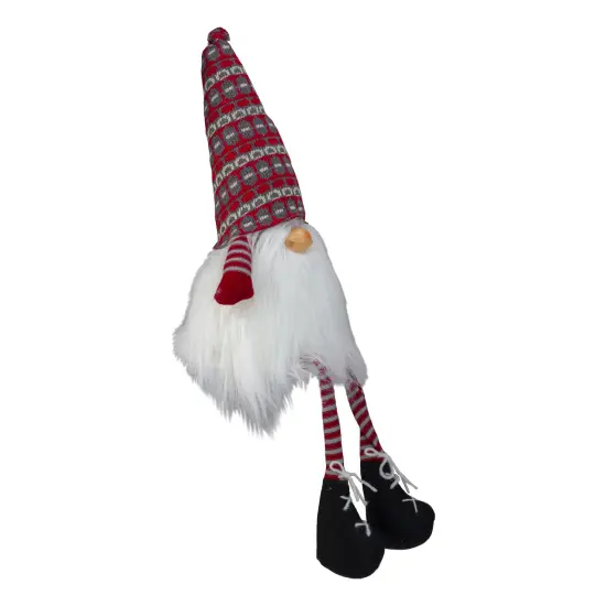 Northlight Striped Christmas Santa Gnome with Dangling Legs - 23" - Red and Gray {5}