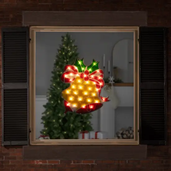 Northlight 19" Lighted Christmas Bells Window Silhouette Yellow {3}