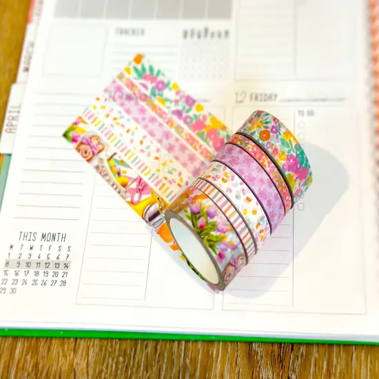 Easter Rainbow Chicks Eggs Spring Flowers Washi Tape Set April 2024 - W105 {6}