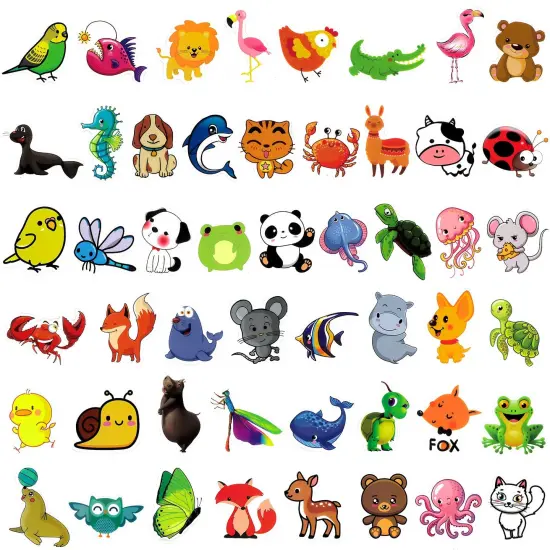 Wrapables Waterproof Vinyl Stickers for Water Bottles, Laptop, Phones, Skateboards, Decals for Teens, 100pcs Tiny Animals {2}