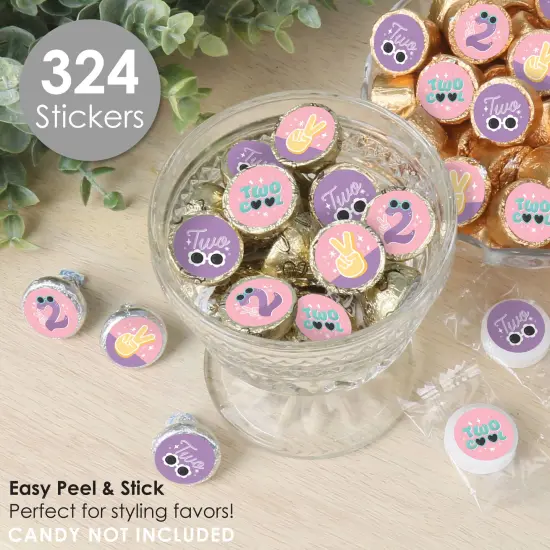 Big Dot of Happiness Two Cool - Girl - Pastel 2nd Birthday Party Party Small Round Candy Stickers - Party Favor Labels - 324 Count {3}