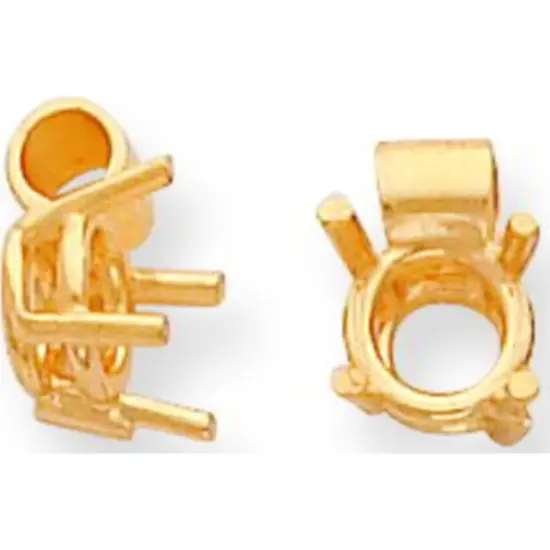 14K Gold 1ct 4 Prong Round Tube Pendant Setting {1}