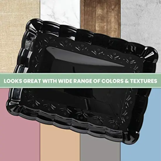 Plastic Serving Trays - Serving Platters Rectangle 9X13 Disposable Party Dish (4, Black) {1}