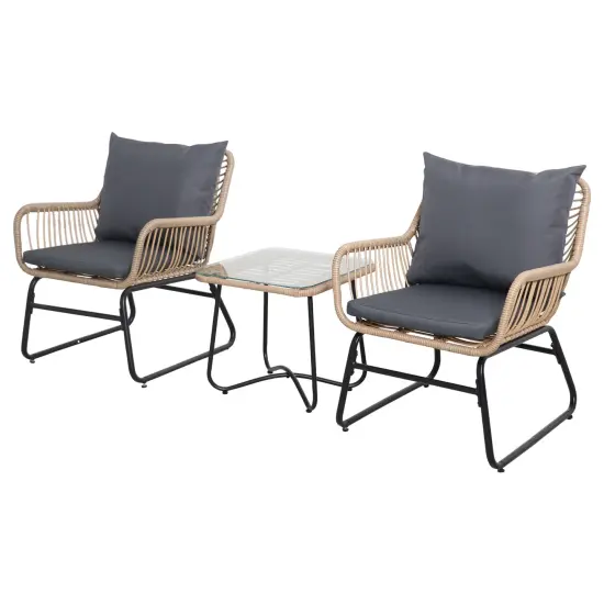 Northlight 3-Piece Santa Cruz Rattan Outdoor Patio Chat Set with Cushions Brown {1}