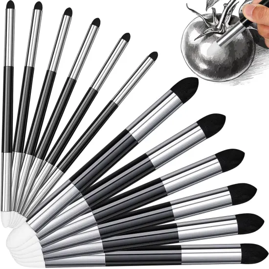 Kosiz 6 Pcs Blending Sponge Pen Double Headed Washable Rubbing Sponge Brush Sketch Wipe Reusable Blending Stump Drawing Art Blenders for School Student Artist Highlight Shadow Detail Correcting Tool {1}