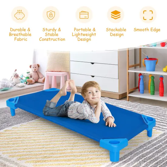 Costway Pack of 6 Kids Stackable Naptime Cot 52'' L x 23'' W Daycare Rest Mat {6}