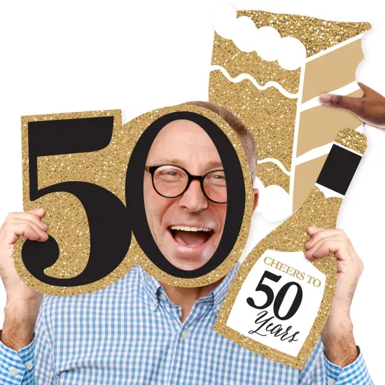Big Dot of Happiness We Still Do - 50th Wedding Anniversary - Cake, Champagne Bottle & 50 Shape Decorations - Anniversary Party Large Photo Props 3 Pc {1}