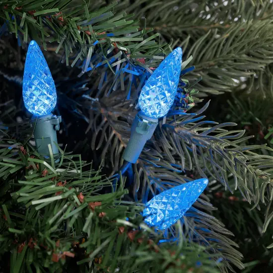 Northlight LED Faceted C6 Christmas Lights - Blue - 23' Green Wire - 70ct {4}