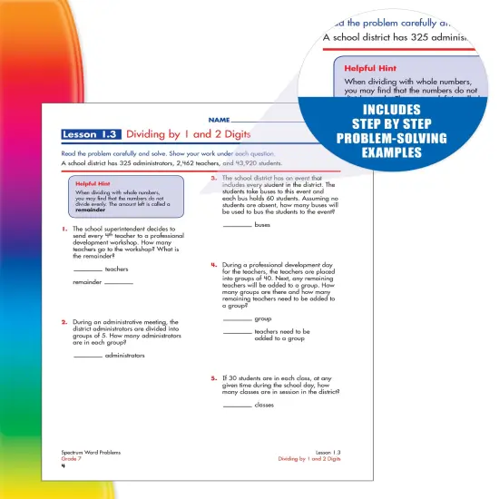Spectrum 7th Grade Math Word Problems Workbook, Ages 12 to 13, Grade 7 Math Word Problems, Percent and Statistics, Perimeter, Area and Volume, and Geometry Workbook - 128 Pages {4}