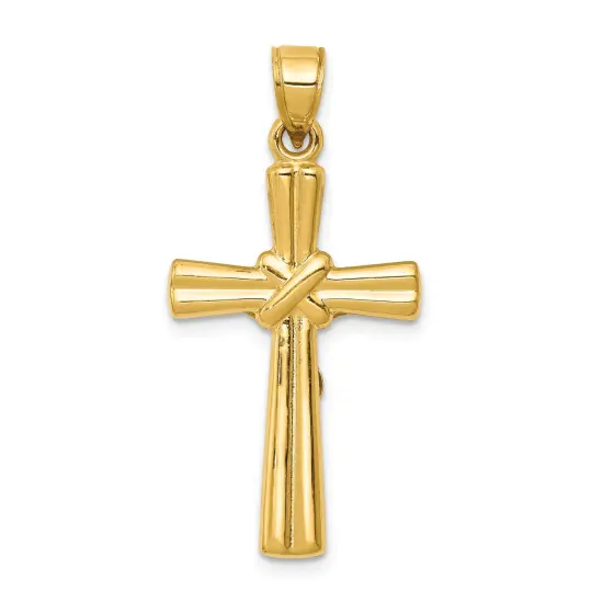 14K Yellow Gold Hollow Crucifix Pendant Jewelry 35mm x 16.8mm {3}