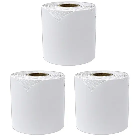 White Rolled Scalloped Bulletin Board Borders, 65 Feet Per Roll, Pack of 3 {1}
