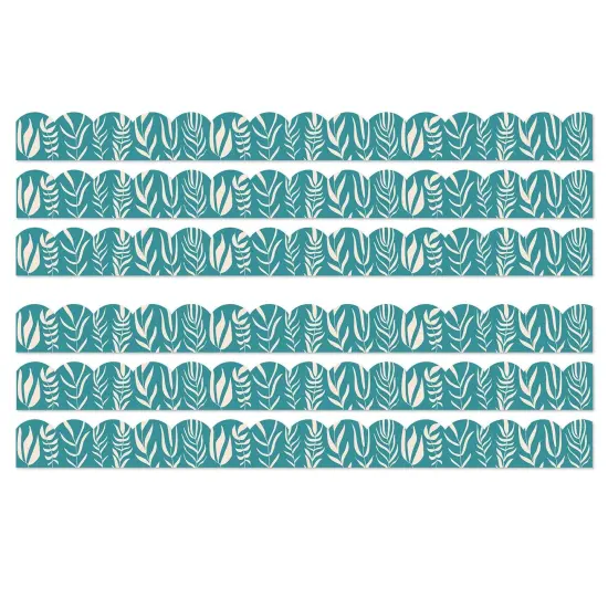 True to You Teal with Leaves Scalloped Bulletin Board Borders, 39 Feet Per Pack, 6 Packs {1}