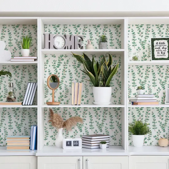 Peel and Stick Decorative Paper Roll, 17-1/2" x 10 ft, Eucalyptus {3}