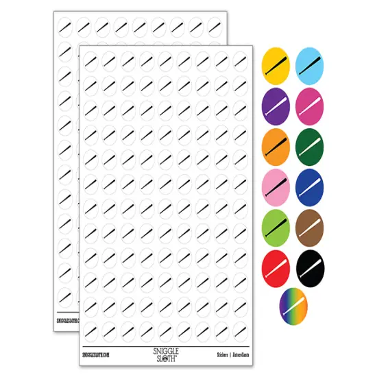 Baseball Bat Solid 200+ 0.50" Round Stickers Brown {1}