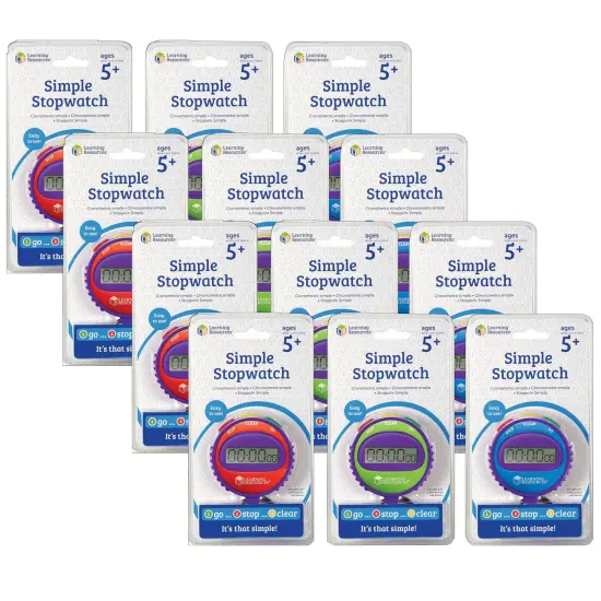 Simple Stopwatch, Red, Blue, Green, Pack of 12 {1}