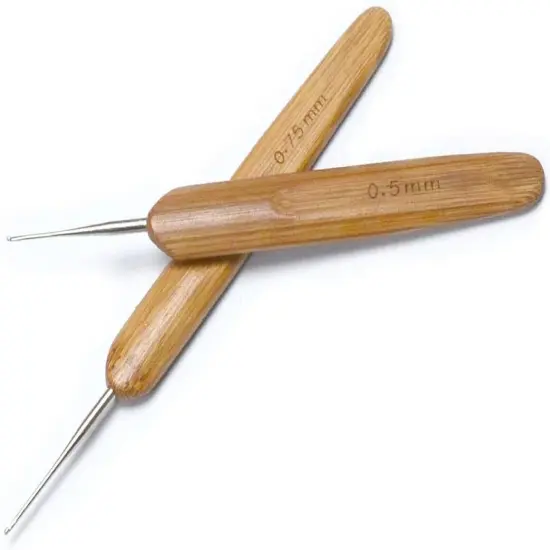 Dreadlocks Crochet Hooks for Hair 2Pcs/Set (0.5Mm+0.75Mm) Bamboo Handle Locs Crochet Needle Steel Crochet Hook Lock for Braid Craft {4}