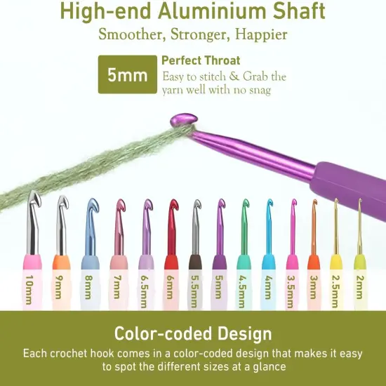 5Mm Crochet Hook, Supers Smooth 5 Mm Ergonomic Crochet Hooks for Beginner, Comfort for Arthritic, 1 Pack {4}
