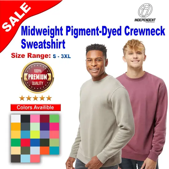 Independent Trading Co&reg; Midweight Pigment Dyed Crewneck Sweatshirt Pigment alpine green {2}