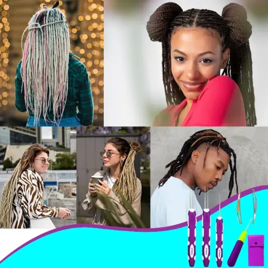 Dreadlocks Crochet Hooks with Ergonomic Handle,0.75Mm Hair Crochet Needle Purple {7}