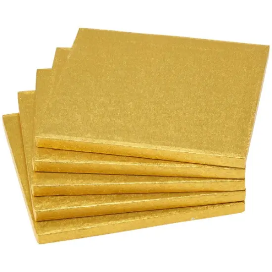 8" Square Gold Foil Cake Board 5ct {3}