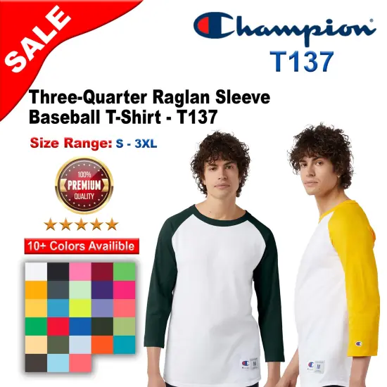 Champion&reg; Three-Quarter Raglan Sleeve Baseball T-Shirt Oxford grey/ navy {2}