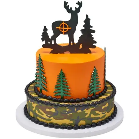 Deer and Pine Trees Gum Paste Layon Cake Topper Christmas Hunter Buck Trees {4}