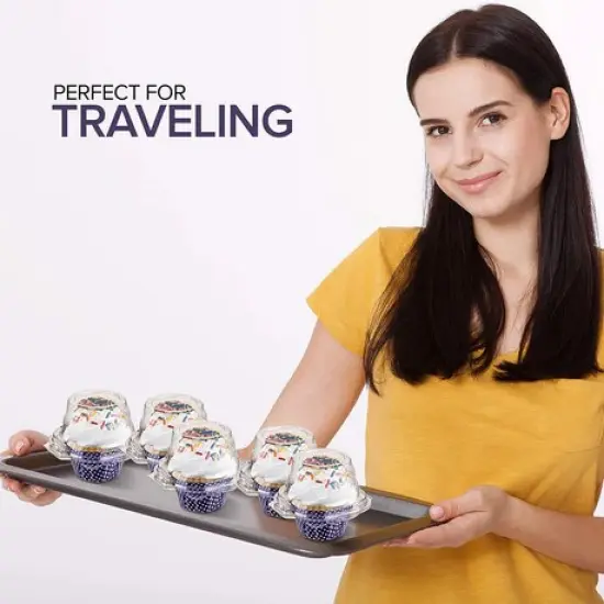 Individual Single One Plastic Cupcake Containers Holder Carrier, Holds 1 cupcake - BPA Free Clear Plastic {4}