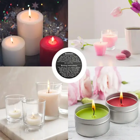 1000 PCS Candle Warning Labels, 1.5Inch round Candle Safety Labels Sticker for Candle Making DIY Candle Jars (Black) {7}