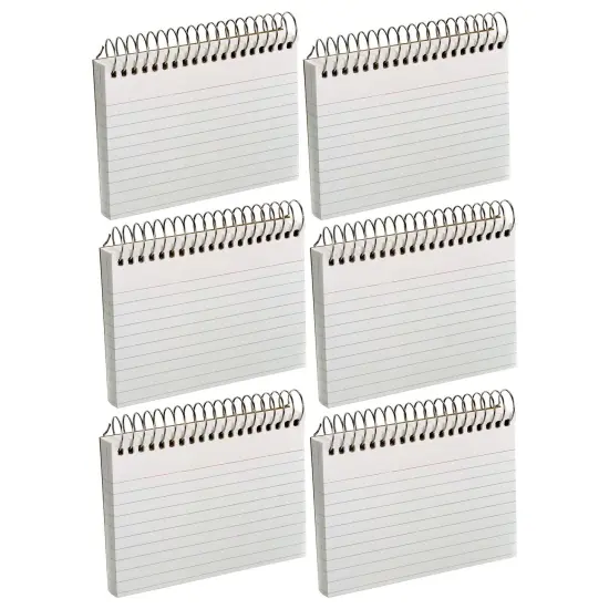 Spiral Index Cards, 3" x 5", White, Ruled, 50 Per Pack, 6 Packs {1}