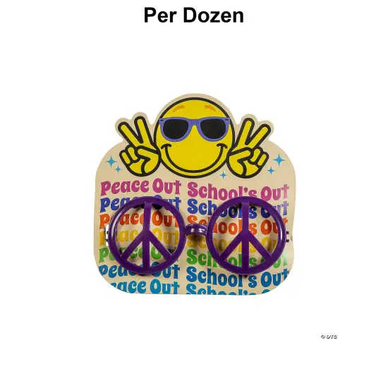 Kids 6" x 5 1/4" Peace Out School&rsquo;s Out Plastic Glasses with Card for 12 {1}