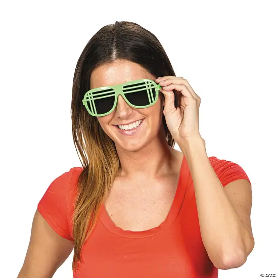 6" Adults 80s Brightly Colored Neon Plastic Sunglasses - 12 Pc. {3}
