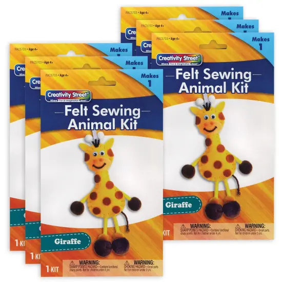 Felt Sewing Animal Kit, Giraffe, 6" x 11" x 0.75", 6 Kits {1}