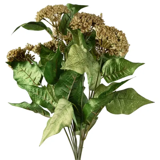 Allstate Glittered Snowball Artificial Christmas Spray - 18" - Champagne Gold {4}