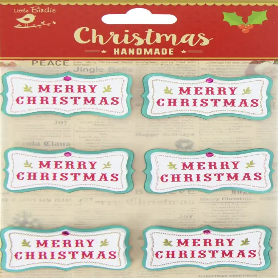 Little Birdie Christmas Tags 6/Pkg-Merry Christmas {1}