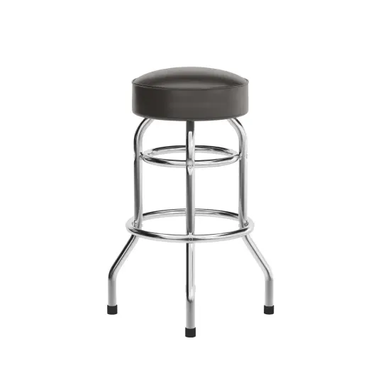Emma and Oliver 2 Pack Double Ring Chrome Barstool Dark Brown {6}