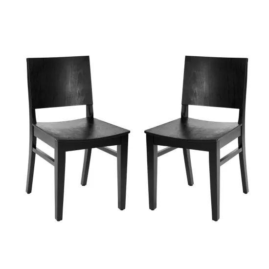 Emma and Oliver Spencer Set of 2 Dining Chairs with Curved Backrests and Solid Wood Constructions Black {2}