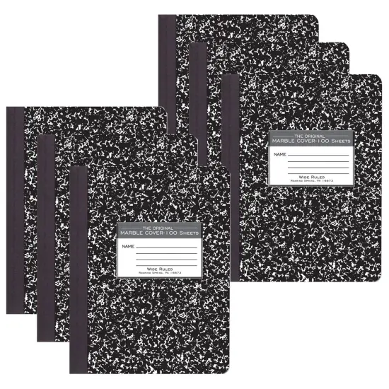 Marble Composition Book, Black, Pack of 6 {1}