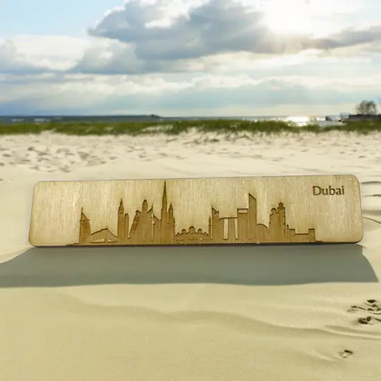 Bookmark - Dubai Skyline - Birch wood {2}