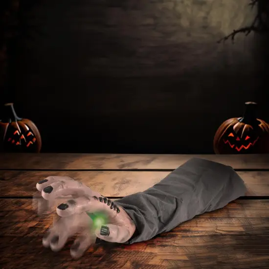 Animated Light-Up Snap-Up 19 Inch Zombie Arm Halloween Decor {3}