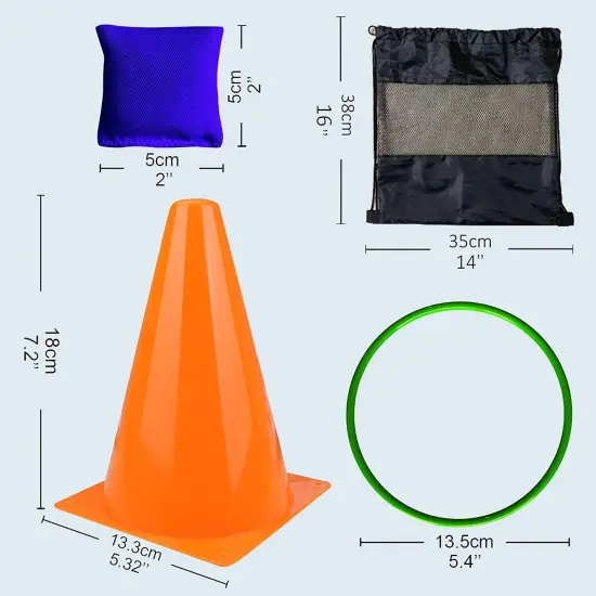 31PCS 3 in 1 Carnival Outdoor Games Combo Set for Kids, Soft Plastic Cones Bean Bags Ring Toss Game, Gift for Birthday Party/Xmas {6}