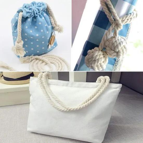 8Mm Macrame Cord, 59 Feet 3Ply Twisted Craft Cotton Rope Thick Nautical Rope for Crafts, Wall Hangings, Plant Hangers, Knotting, Rope Basket Making (Beige) {7}