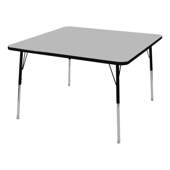 Adjustable-Height Rectangle Activity Table, 48" W X 48" D, Gray/Black, NOR-RCE4848C-GBK, Grey/Black Grey Blue {2}