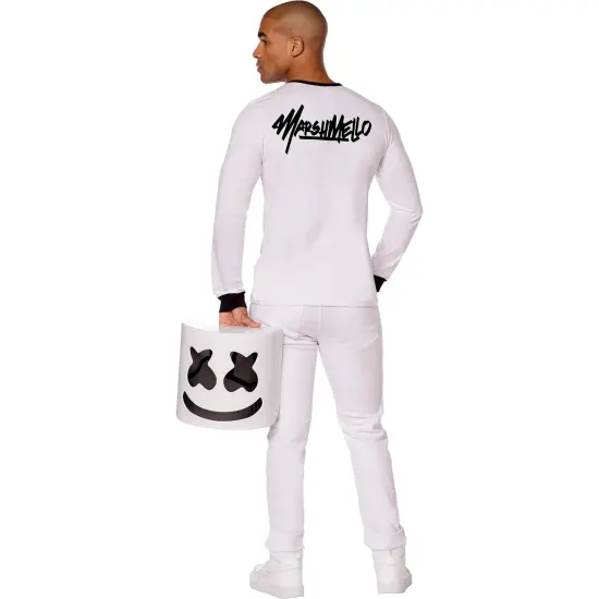 Marshmello Adult Costume | Long Sleeve Shirt With Half Mask {3}