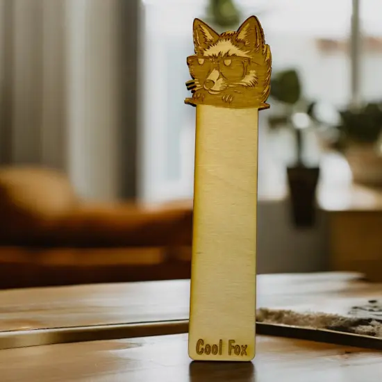 Bookmark - Cool Fox - Birch wood {3}