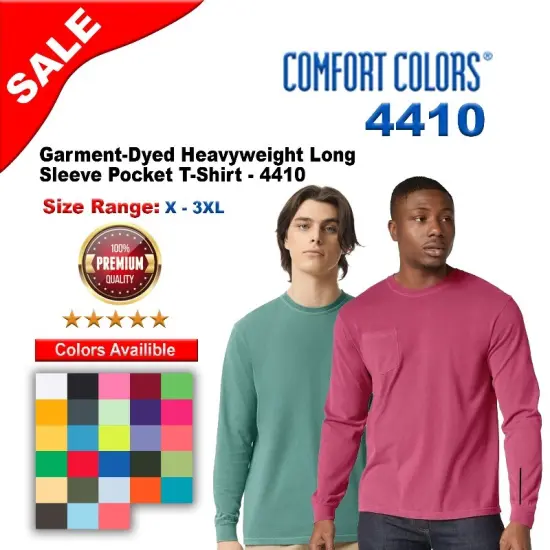 Comfort Colors&reg; Garment-Dyed Heavyweight Crewneck Long Sleeve Pocket T-Shirt White {2}